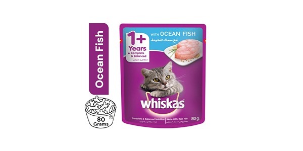 WHISKAS OCEAN FISH FLAVOUR CAT FOOD FOR ADULT 1+ 80G