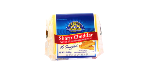 CRYSTAL FARM SHARP CHEDDAR SLICED CHEESE 12Z