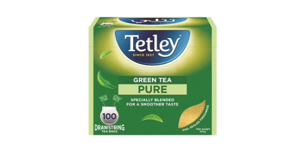TETLEY PURE GREEN TEA BAGS 100×1.8G