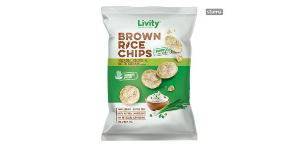 LIVITY BRWN RICE CHPS SOUR CREAM 12/60G