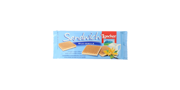 LOACKER SANDWICH MILK VANILLA WAFER 75G