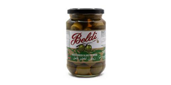 BELDI WHOLE GREEN OLIVES IN JAR 354G
