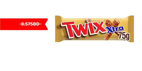 TWIX TWIN EXTRA CHOCOLATE BAR, 75G  (Discounted From 0.575 )