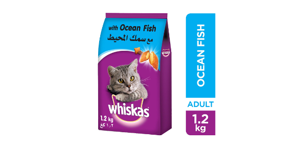 WHISKAS OCEAN FISH CAT FOOD BAG, ADULT 1+ YEARS, 1.2KG