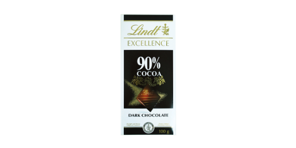 LINDT EXCELLENCE DARKCHOCLATE 90% COCOA, 100G