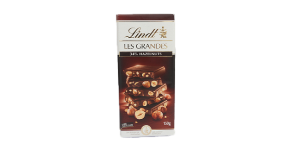 LINDT GRANDE DARK HAZELNUT CHOCLATE, 150G