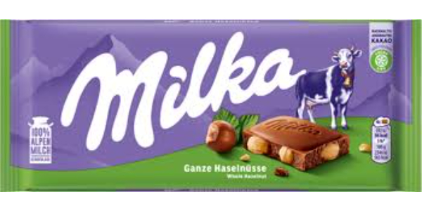 MILKA HAZELNUT CHOCOLATE, 100G