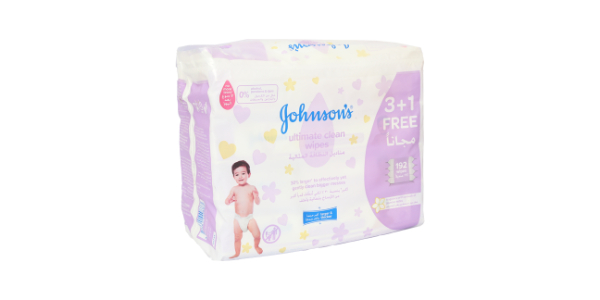 JOHNSONS BABY WIPES ULTIMATE CLEAN 48S 3+1 FREE