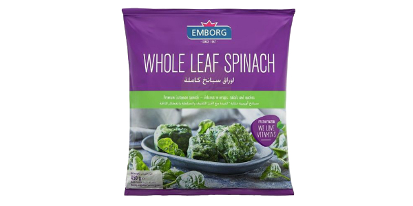 EMBORG WHOLE LEAF SPINACH 450GM        