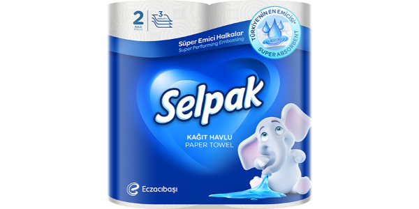 SELPAK SUPER ABSORBENT PAPER TOWEL 3 PLY 80 SHEETS X 2 ROLLS