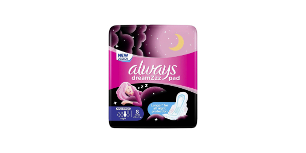 ALWAYS DREAMZZZ SENSITIVE NIGHT SANITARY PAD WITH WINGS MAXI THICK 8 PADS
