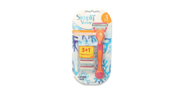 GILLETTE SIMPLY VENUS RAZOR WITH 4 REFILLS