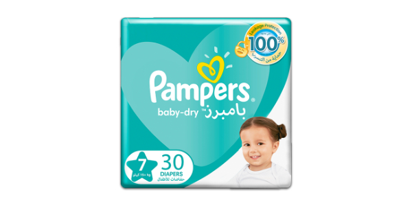 PAMPERS BABY DIAPER PACK OF 30 DIAPERS SIZE 7