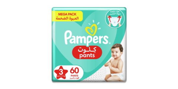 PAMPERS ALOE VERA, SIZE 3, MIDI, 6-11KG, MEGA PACK, 60 PANTS DIAPERS