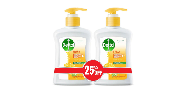 DETTOL  HANDWASH FRESH TWIN PACK 400ML @35% OFF