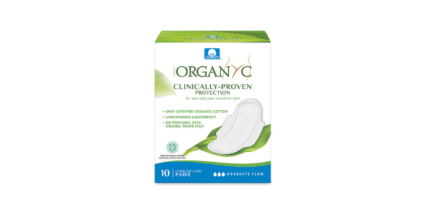 ORGANYC COTTON SANITARY PADS MODERATE FLOW 10CT