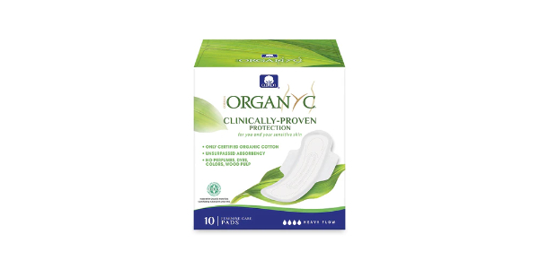 ORGANYC COTTON SANITARY PADS HEAVY FLOW 10CT