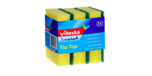 VILEDA TIP TOP DISH WASHING MEDIUM FOAM SPONGE SCOURER 3PCS