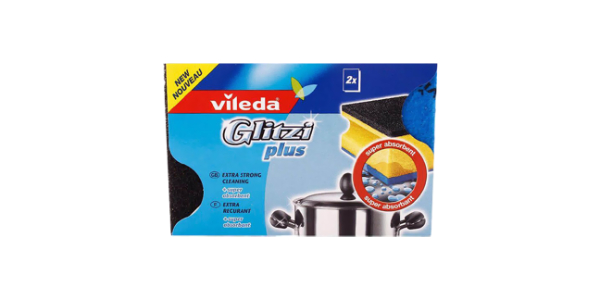 VILEDA GLITZI CRYSTAL HIGH FOAM DISH WASHING SCOURER 2PCS