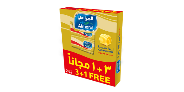 ALMARAI NATURAL BUTTER UNSALTED 100G (3+1FREE)