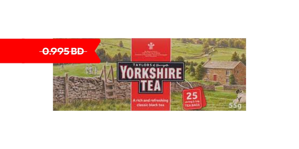 YORKSHIRE TEA BAGS, TAGGED 2.2GM X 25 TEA BAGS - 55GM ( Discounted From 0.995 )