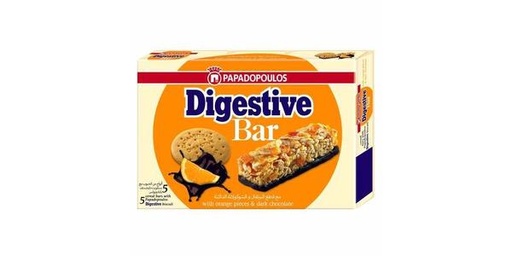 [150185] PAPADOPOULOS DIGESTIVE BAR WITH ORANGE & CHOCOLATE 28G
