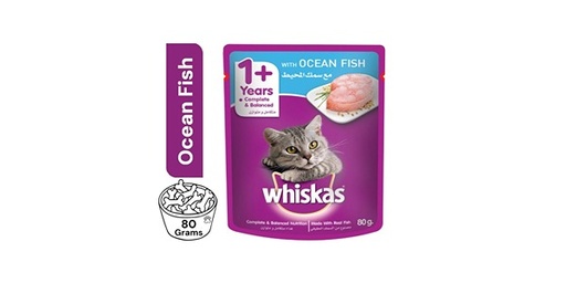 [153703] WHISKAS OCEAN FISH FLAVOUR CAT FOOD FOR ADULT 1+ 80G
