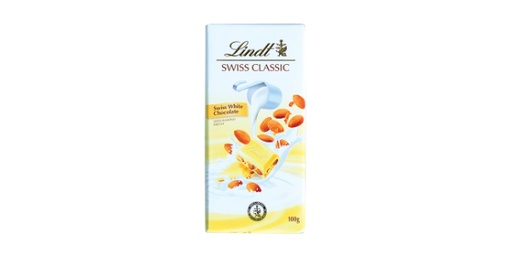 [113671] LINDT SWISS WHITE CHOCOLATE WITH ALMONDS 100G
