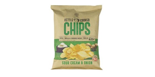[154246] KETTLE COOKED WITH SOUR CREAM & ONION CHIPS 150G