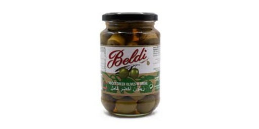 [153411] BELDI WHOLE GREEN OLIVES IN JAR 354G