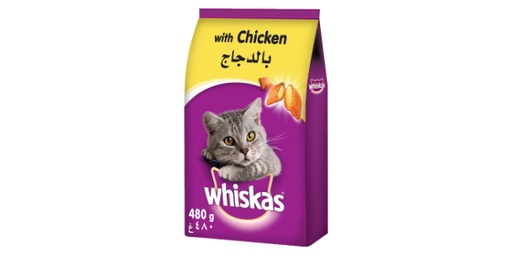 [153677] WHISKAS CHICKEN FLAVOR DRY CAT FOOD BAG, ADULT 1+ YEARS, 480G