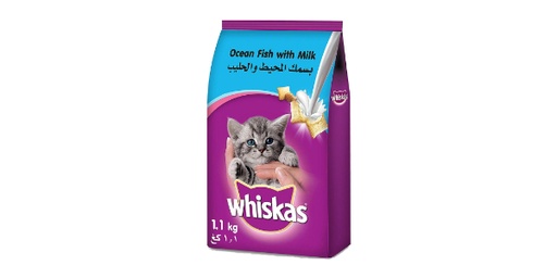 [153684] WHISKAS KITTEN OCEAN FISH FLAVOR WITH MILK DRY CAT FOOD, 1.1KG