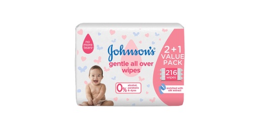 [132823] JOHNSONS BABY GENTLE ALL OVER WIPES 72S 2+1 FREE