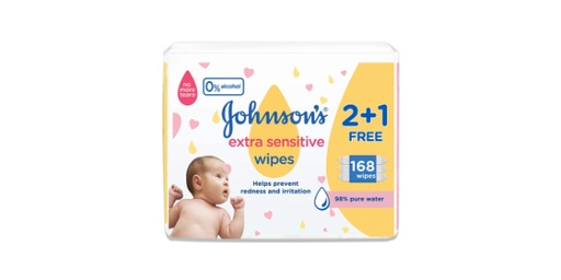 JOHNSONS BABY WIPES EXTRA SENSITIVE 56S 2+1 FREE