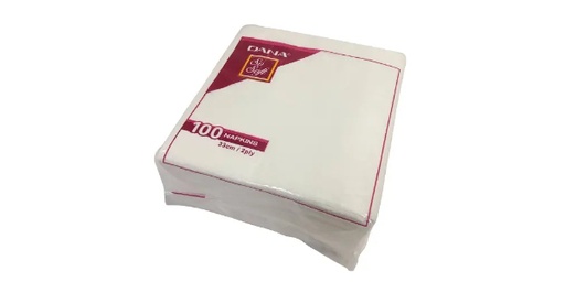 DIPOSABLE PLAIN WHITE PAPER NAPKIN 33CM X 2PLY X 100PCS