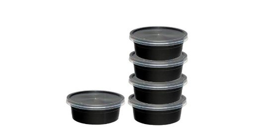 250 ML ROUND BLACK MICROWAVABLE CONTAINER WITH CLEAR LID