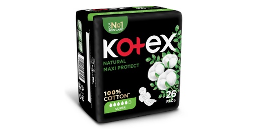 [138799] KOTEX MAXI THICK COTTON SANITARY PAD WITH WINGS SUPER 26 PADS