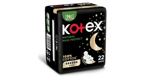[138800] KOTEX MAXI THICK NATURAL SANITARY PAD WITH WINGS NIGHT 22 PADS