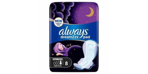 [142532] ALWAYS COOL & DRY NIGHT SANITARY PAD WITH WINGS MAXI THICK 8 PADS