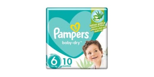 PAMPERS BABY-DRY DIAPERS, SIZE 6, EXTRA LARGE, 13+KG, CARRY PACK, 10 DIAPERS