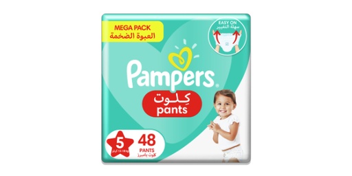 [113804] PAMPERS BABY-DRY PANTS DIAPERS WITH ALOE VERA LOTION, 360 FIT & UP TO 100% LEAKPROOF, SIZE 5, 12-18KG, MEGA PACK, 48 COUNT