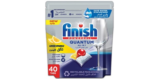 FINISH POWERBALL QUANTUM ALL IN 1 DISHWASHER LEMON SPARKLE 40 TABLETS MULTICOLOUR 416GRAMS