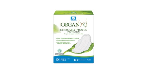 [143530] ORGANYC COTTON SANITARY PADS MODERATE FLOW 10CT