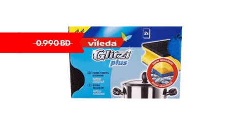 VILEDA GLITZI CRYSTAL HIGH FOAM DISH WASHING SCOURER 2PCS ( Discounted From 0.99 )