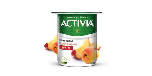 [120776] ACTIVIA YOGHURT LOW FAT PEACH & APRICOT 120G