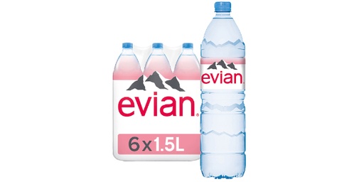 EVIAN NATURAL MINERAL WATER 6 X 1.5L