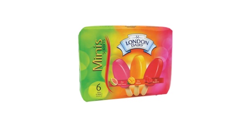 [156343] LONDON DAIRY MINIS SORBETS (PINK GUAVA + MANGO + RASPBERRY) 6 X 60ML
