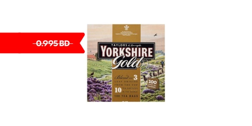 YORKSHIRE GOLD TEA BAGS, TAGGED 2.4GM X 100 TEA BAGS - 240GM ( Discounted From 0.995 )
